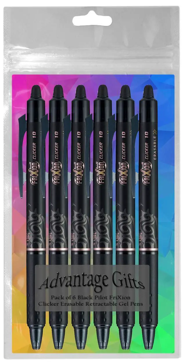Alt view image 3 of 7 - FriXion Clicker Retractable Erasable Gel Pen, Black, Bold Point, 6-pk;