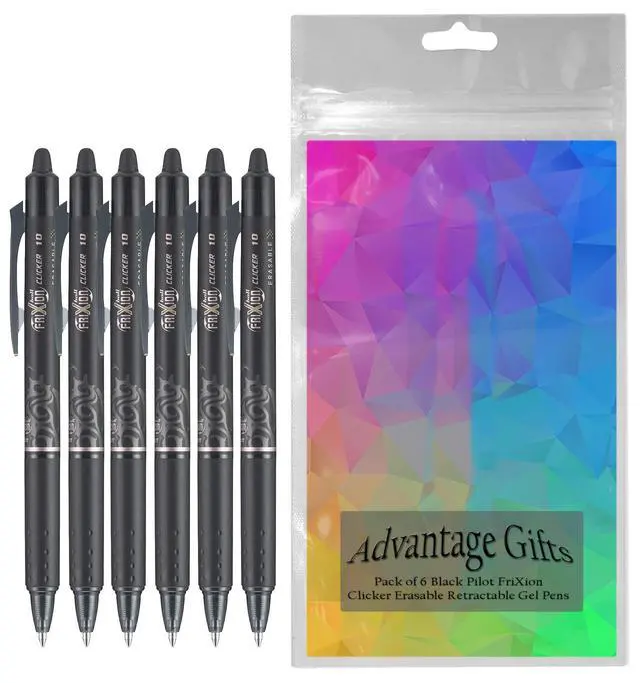 Alt view image 2 of 7 - FriXion Clicker Retractable Erasable Gel Pen, Black, Bold Point, 6-pk;