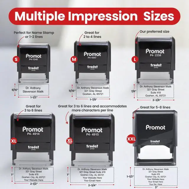 Alt view image 5 of 7 - Self Inking Stamp- Up to 4-Line Personalized Rubber Stamp (Medium) | Consistent Impressions, Thousands of Clear Stampings, One-Hand Operation, Built-In Self-Inking Mechanism, Replaceable Ink Pad