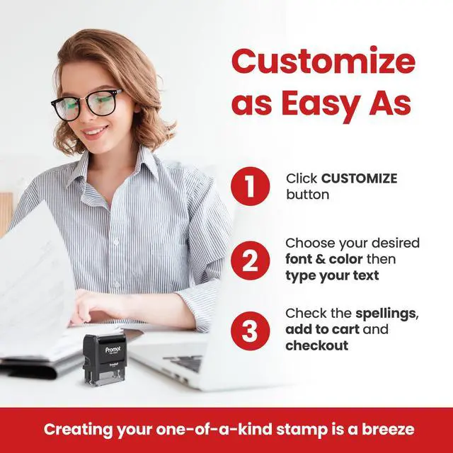 Alt view image 6 of 7 - Self Inking Stamp- Up to 4-Line Personalized Rubber Stamp (Medium) | Consistent Impressions, Thousands of Clear Stampings, One-Hand Operation, Built-In Self-Inking Mechanism, Replaceable Ink Pad