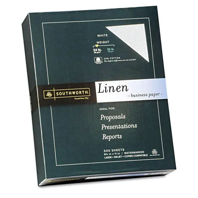 Alt view image 4 of 4 - 25% Cotton Business Paper, 8.5 x 11", 24 lb/90 GSM, Linen Finish, White, 500 Sheets - Packaging May Vary (554C)