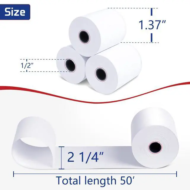 Alt view image 3 of 6 - (150 Rolls) Premium 2 1/4 x 50 Thermal Paper Rolls - BPA Free Credit Card Receipt Paper, Suitable for POS & ATM Systems