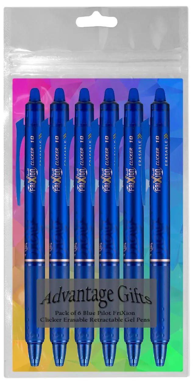 Alt view image 3 of 7 - FriXion Clicker Retractable Erasable Gel Pen, Blue, Bold Point, 6-pk;