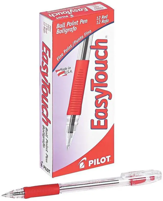 Main image of EasyTouch Ballpoint Stick Pens, Fine Point, Red Ink, 12-Pack (32003)