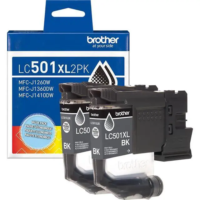 Alt view image 2 of 7 - Genuine LC501XL 2-Pack Black High Yield Ink Cartridge Bundle with Deco Essentials Printer eBook for MFC-J1260DW, MFC-J1360DW, MFC-J1410DW