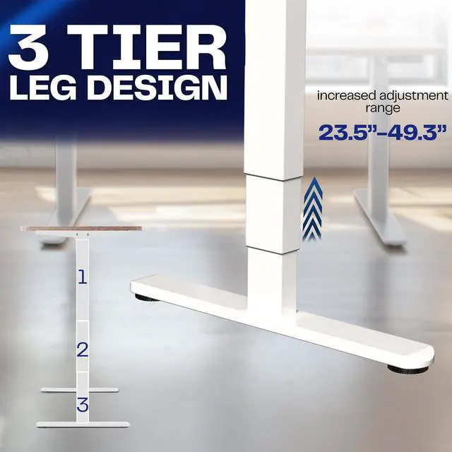 Alt view image 6 of 7 - Electric Dual Motor Stand Up Desk Frame for 40 to 85 inch Table Tops, Frame Only, 3 Stage Height Adjustable DIY Workstation with Memory Controller, White, DESK-V103EW
