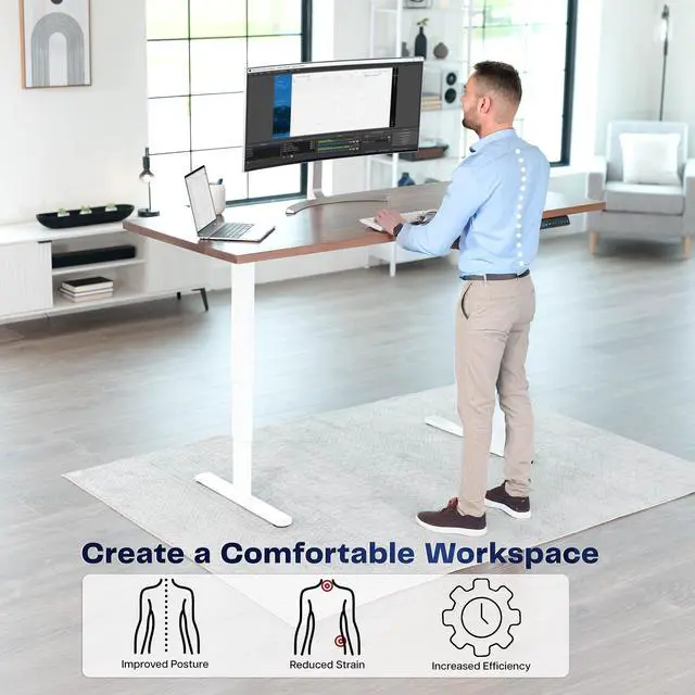 Alt view image 7 of 7 - Electric Dual Motor Stand Up Desk Frame for 40 to 85 inch Table Tops, Frame Only, 3 Stage Height Adjustable DIY Workstation with Memory Controller, White, DESK-V103EW