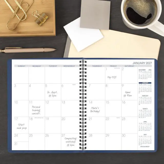Alt view image 2 of 7 - 2027 Planner, Monthly, 7" x 8.75", Unruled Daily Blocks, Blue (701242027)