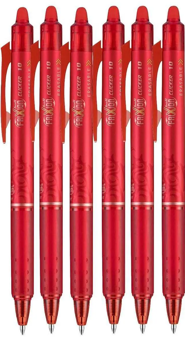 Main image of FriXion Clicker Retractable Erasable Gel Pen, Red, Bold Point, 6-pk;