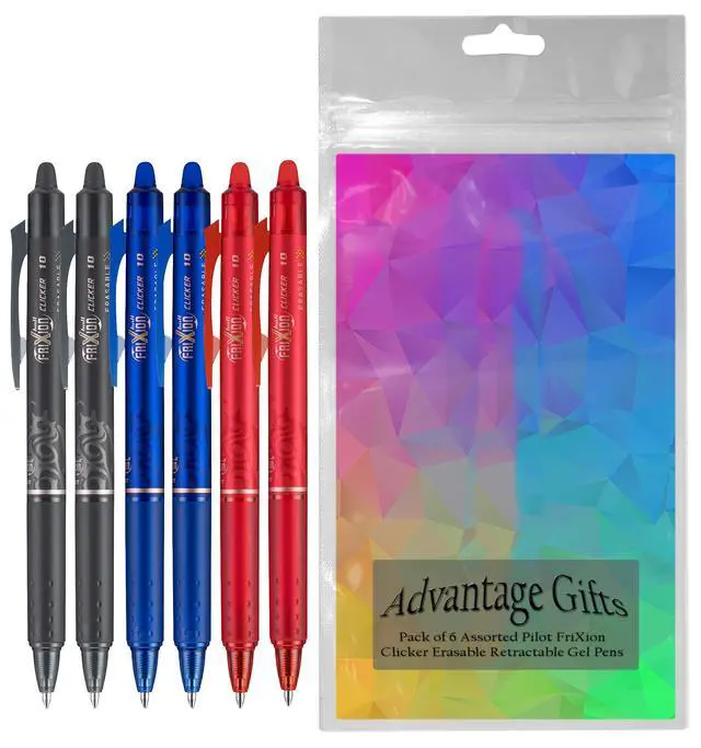 Alt view image 2 of 7 - FriXion Clicker Retractable Erasable Gel Pen, Black/Blue/Red Bold Point, 6-pk;
