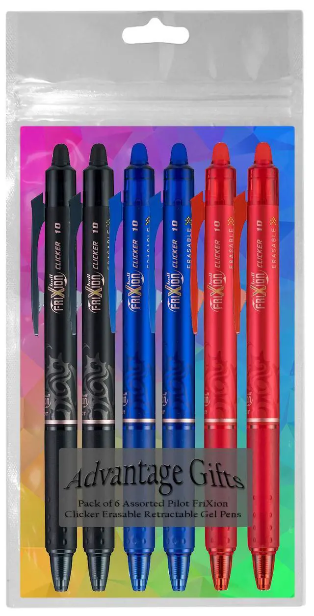 Alt view image 3 of 7 - FriXion Clicker Retractable Erasable Gel Pen, Black/Blue/Red Bold Point, 6-pk;