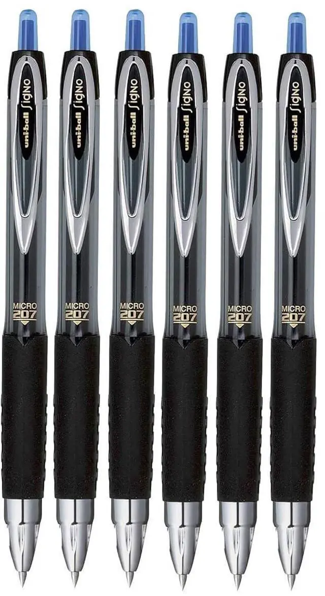 Main image of Signo 207 Roller Ball Retractable Gel Pens, Micro Point (0.5mm), Blue Ink, 6 Count