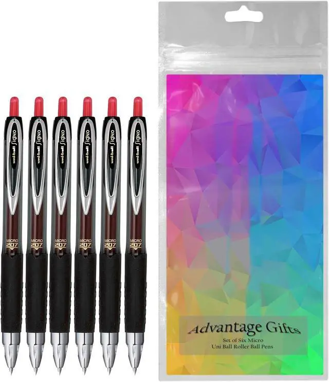 Alt view image 2 of 5 - Signo 207 Roller Ball Retractable Gel Pens, Micro Point (0.5mm), Red Ink, 6 Count