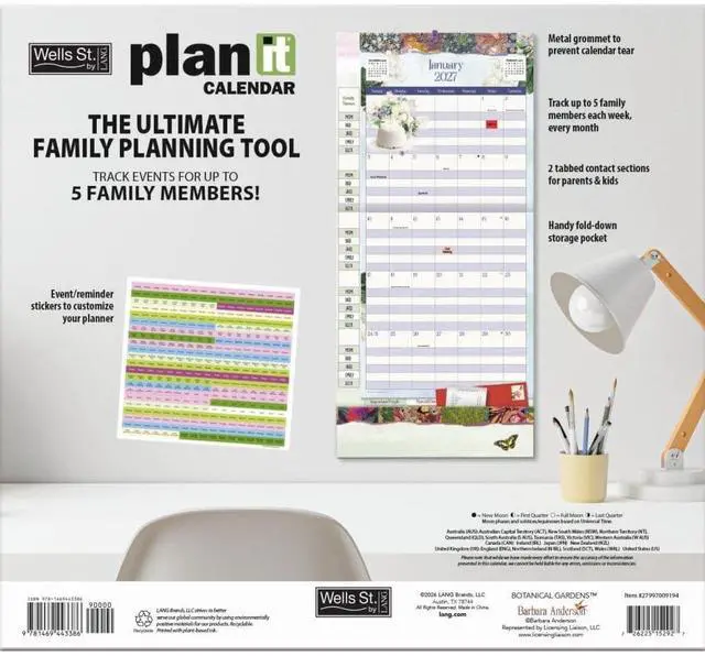 Alt view image 2 of 6 - Botanical Gardens 2027 Plan It Plus Wall Calendar by Barbara Anderson