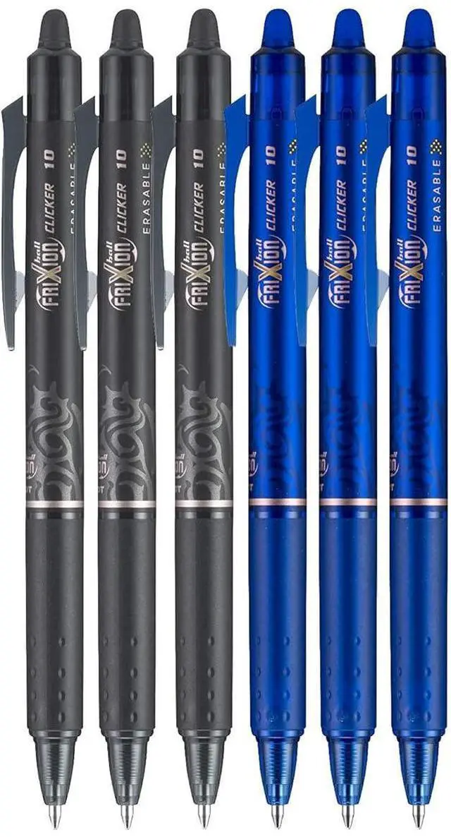Main image of FriXion Clicker Retractable Erasable Gel Pen, Black/Blue, Bold Point, 6-pk;