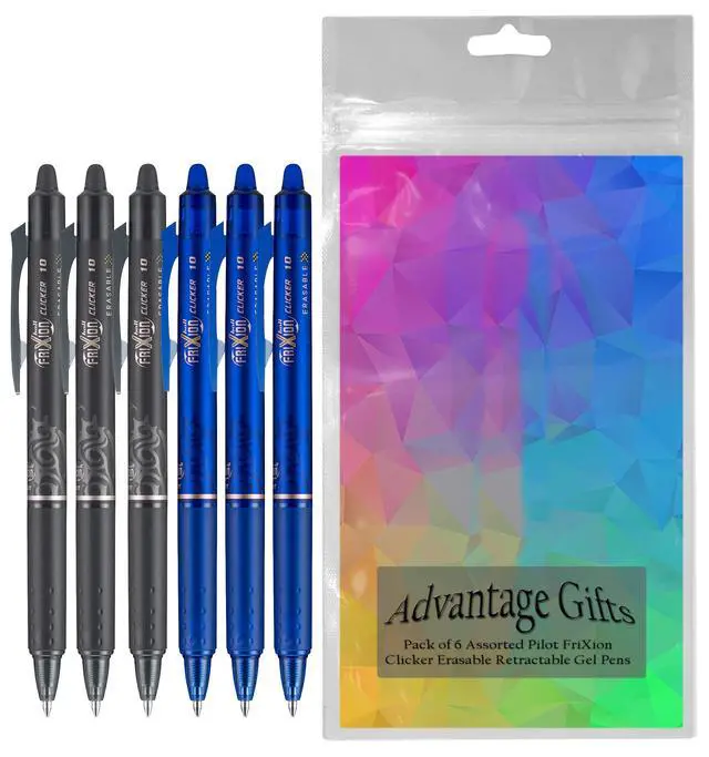 Alt view image 2 of 7 - FriXion Clicker Retractable Erasable Gel Pen, Black/Blue, Bold Point, 6-pk;