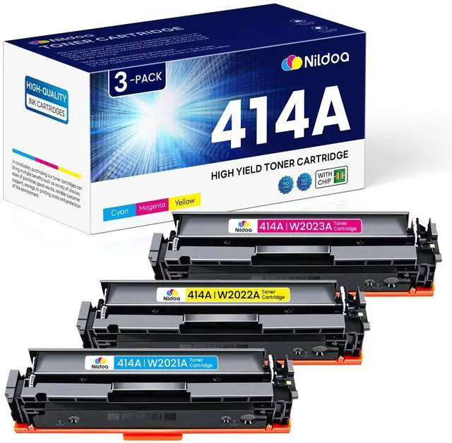 Main image of 414A Toner Cartridges 3 Pack with Chip Replacement for HP 414A Cyan Yellow Magenta Color Enterprise M455dn MFP M480f; Color Pro M454dn M454dw MFP M479fdn M479fdw Printer