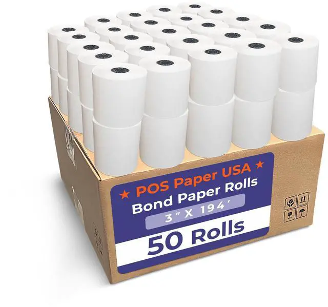 Main image of 3" x 194' 1-Ply Bond Paper (50 Rolls/Case) - BPA Free