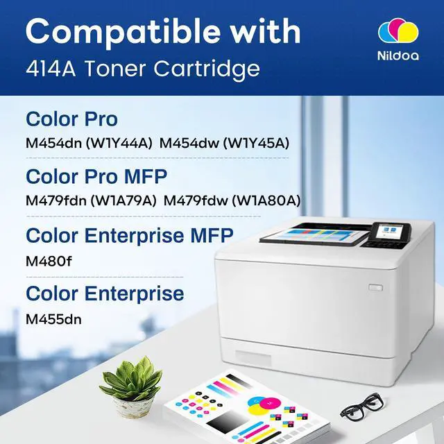 Alt view image 2 of 7 - 414A Toner Cartridges 3 Pack with Chip Replacement for HP 414A Cyan Yellow Magenta Color Enterprise M455dn MFP M480f; Color Pro M454dn M454dw MFP M479fdn M479fdw Printer