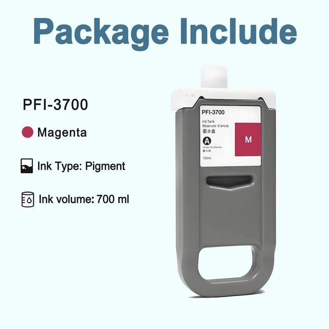 Alt view image 4 of 7 - PFI-3700 Ink Cartridge 700ml Magenta Pigment PFI3700 Inks Tank Compatible with Canon imagePROGRAF PRO-2600 GP-2600S PRO-4600 GP-4600S PRO-6600 GP-6600S 1-Pack