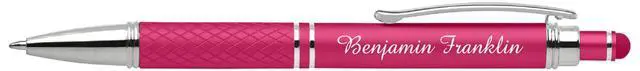 Alt view image 4 of 6 - Custom Engraved Personalized Pen Gift Set - 2 Pack of Soft Touch Metal Ballpoint Pens with Gripper & Gift Box - Luxury Customized Pens with Name (Pink)
