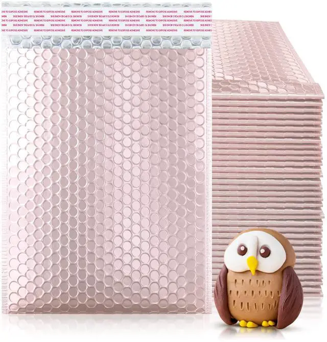 Main image of Metallic Bubble Mailers, Rose Gold 9.5 x 13.5 Inch Self Seal Padded Envelopes, Pack of 250 Bubble Packaging Envelopes for Shipping and Mailing