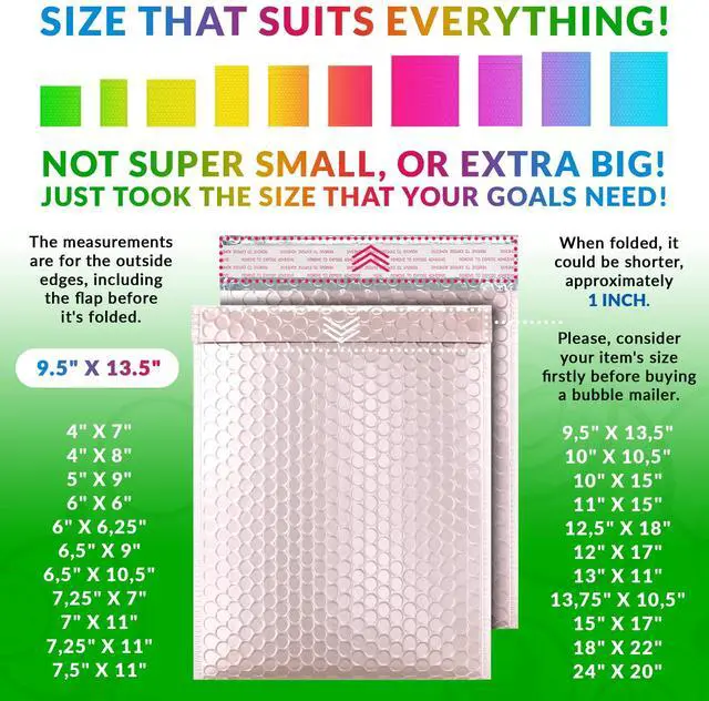 Alt view image 4 of 7 - Metallic Bubble Mailers, Rose Gold 9.5 x 13.5 Inch Self Seal Padded Envelopes, Pack of 250 Bubble Packaging Envelopes for Shipping and Mailing