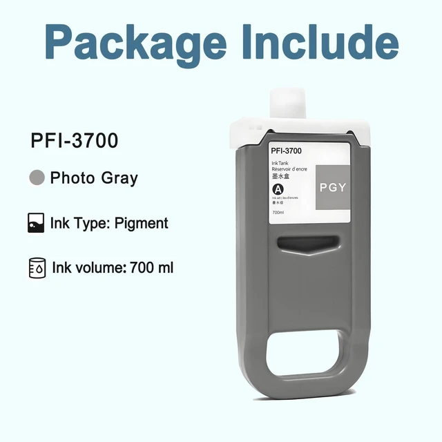 Alt view image 4 of 7 - PFI-3700 Ink Cartridge 700ml Photo Gray Pigment PFI3700 Inks Tank Compatible with Canon imagePROGRAF PRO-2600 GP-2600S PRO-4600 GP-4600S PRO-6600 GP-6600S 1-Pack