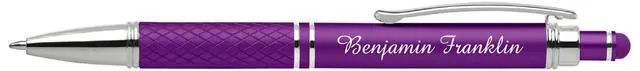 Alt view image 4 of 6 - Custom Engraved Personalized Pen Gift Set - 2 Pack of Soft Touch Metal Ballpoint Pens with Gripper & Gift Box - Luxury Customized Pens with Name (Purple)