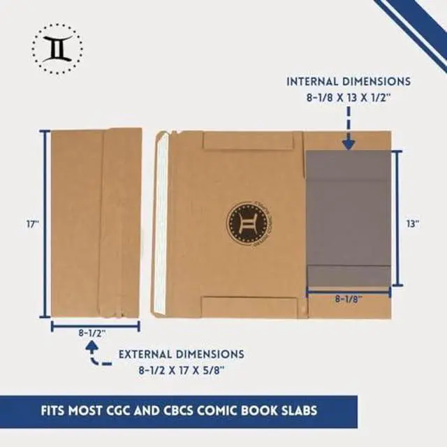 Alt view image 3 of 7 - Gemini Graded Comic Book Mailers - Heavy Duty (8.125x13x.5 Inches, 10-Pack) | Single Slab Shipper Gemini Mailers, Self-Seal, Corner & Edge Protection, Ships one CGC (or similar) Graded Comic Book Slab