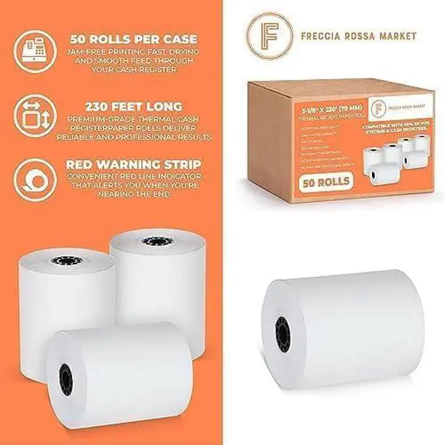Alt view image 2 of 7 - Thermal Credit Card Paper Rolls Printer Paper Receipts 3 1/8" 230' for Popular Credit Card Machines POS and Cash Registers BPA Free 50 Rolls