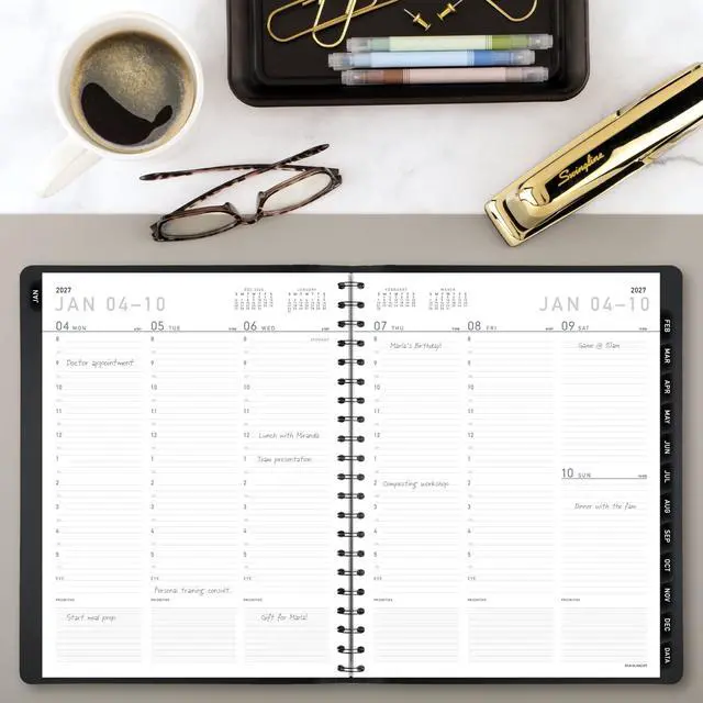 Alt view image 2 of 7 - 2027 Appointment Book Planner, Weekly & Monthly, 8.25" x 11", Half-Hourly, Contemporary, Black (70950X0527)