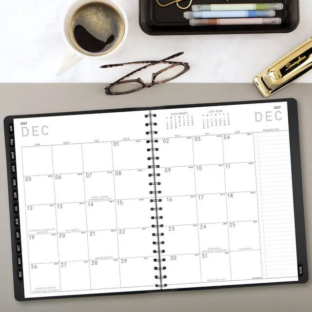 Alt view image 3 of 7 - 2027 Appointment Book Planner, Weekly & Monthly, 8.25" x 11", Half-Hourly, Contemporary, Black (70950X0527)