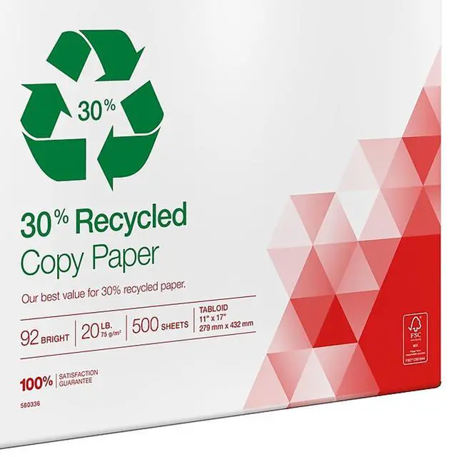 Alt view image 5 of 5 - 30% Recycled 11x17 Paper 20 lbs 92 Bright 500/Ream, For Office, School & Home | Ledger-size sheets for office, school & home printing and copying needs