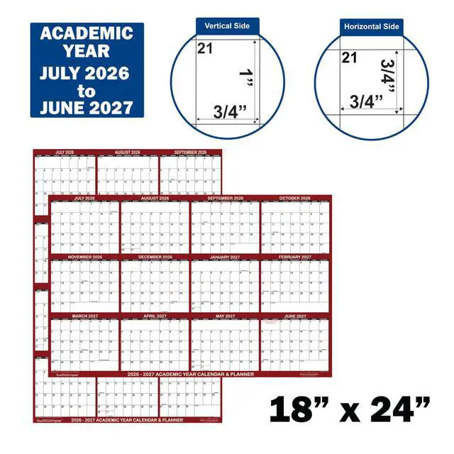 Alt view image 4 of 7 - 18" x 24" SwiftGlimpse 2026-2027 Academic Wall Calendar Dry Erase Erasable, Large, Wet & Dry Erase Laminated, Yearly Planner, Reversible, JULY 2026 to JUNE 2027 ONLY