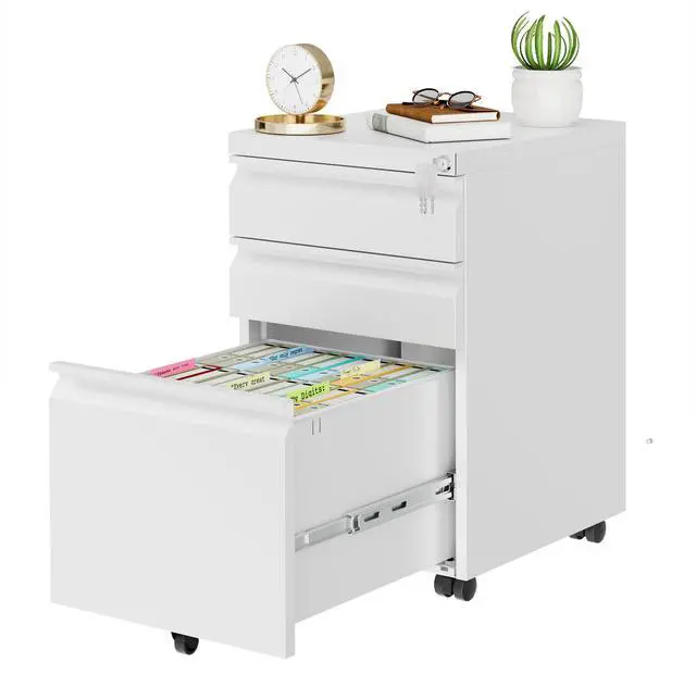 Main image of 3 Drawer Metal Mobile File Cabinet with Lock and 4 Keys | Pre-Assembled Under DeskOffice Filing Cabinet for Home Office with Anti-tilt Wheels, A4/Legal/Letter Hanging File Drawers