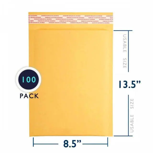 Alt view image 3 of 5 - 100 PC #3 8.5x14.5 Inches 100 Pack Inches Kraft Bubble Mailers Yellow Shipping Padded Envelopes Self Seal Waterproof Cushion Envelopes