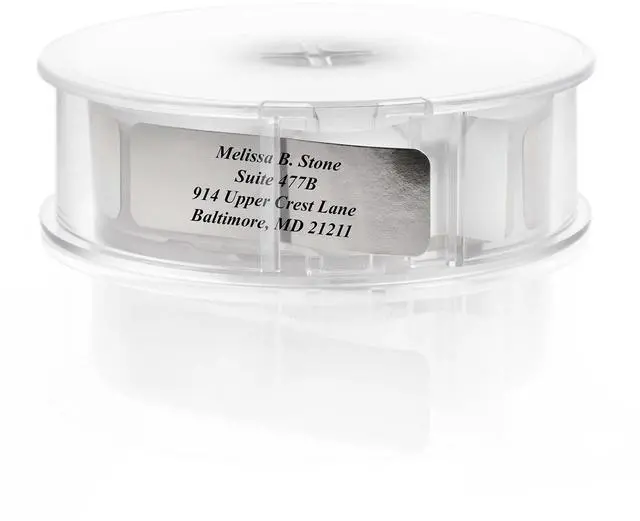 Main image of Silver Foil Personalized Return Address Labels with Elegant Dispenser - Roll of 500 Custom Stickers