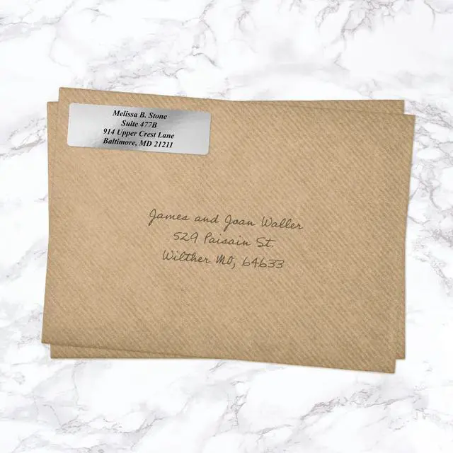 Alt view image 4 of 5 - Silver Foil Personalized Return Address Labels with Elegant Dispenser - Roll of 500 Custom Stickers