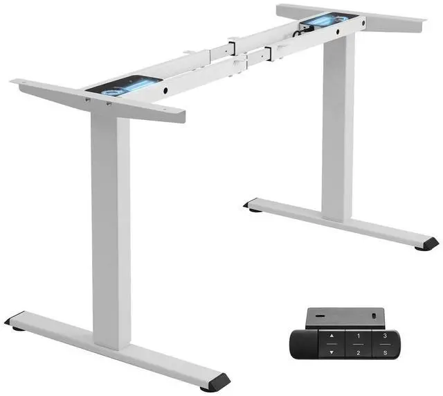 Main image of Dual Motor Standing Desk Frame, 225 lbs Capacity, White | Dual motors, 225 lb capacity, memory presets, anti-collision Height 27.6"-47.3", width 43"-59"