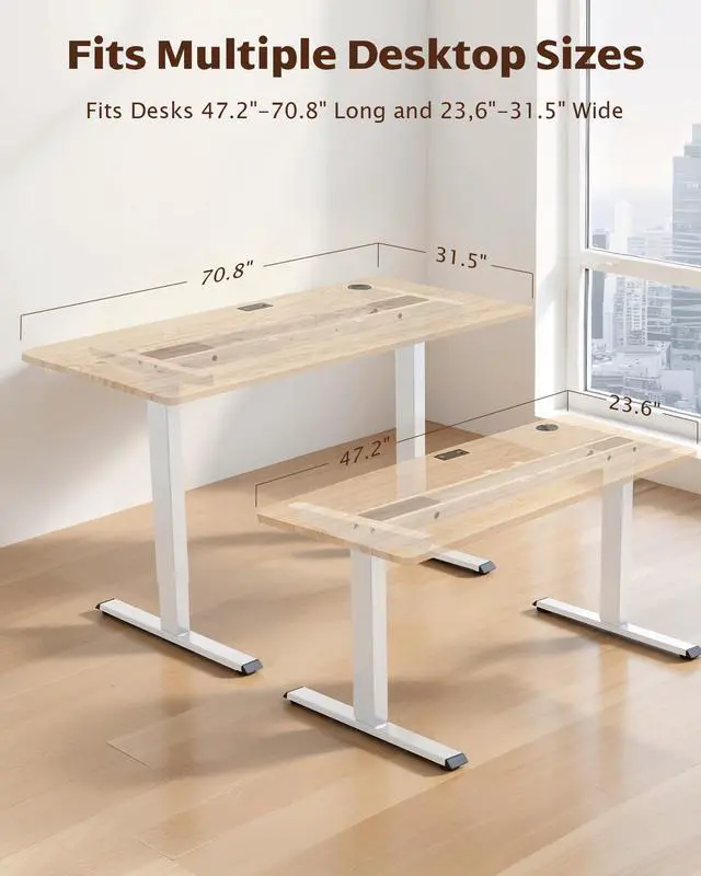 Alt view image 2 of 7 - Dual Motor Standing Desk Frame, 225 lbs Capacity, White | Dual motors, 225 lb capacity, memory presets, anti-collision Height 27.6"-47.3", width 43"-59"