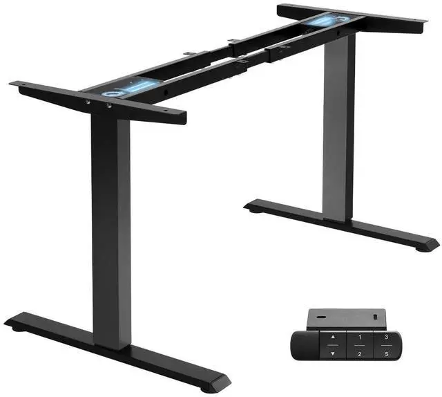 Main image of Dual Motor Standing Desk Frame, 225 lbs Capacity, Black | Dual motors, 225 lb capacity, memory presets, anti-collision Height 27.6"-47.3", width 43"-59"