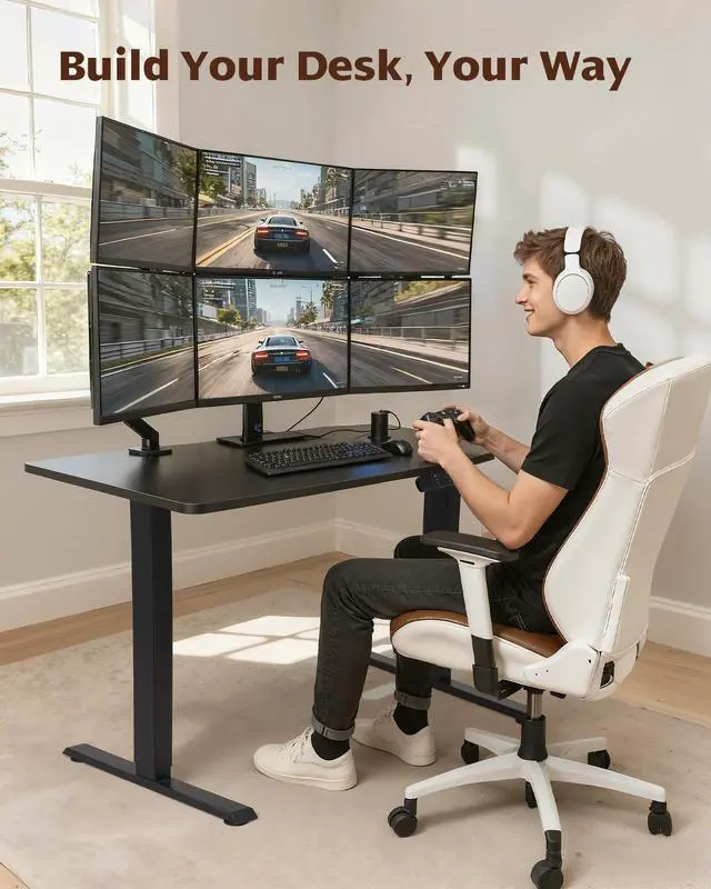 Alt view image 6 of 7 - Dual Motor Standing Desk Frame, 225 lbs Capacity, Black | Dual motors, 225 lb capacity, memory presets, anti-collision Height 27.6"-47.3", width 43"-59"