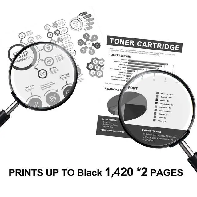 Alt view image 3 of 6 - 201A Black Toner Cartridges (2-Pack) with Chip Replacement for HP 201A 201X | (CF400A) Black,with Color Laserjet Pro M252, HP Color Laserjet Pro MFP M277 M274n M252 Series printer