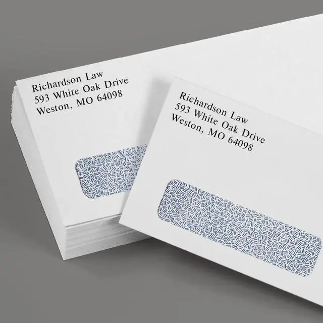 Alt view image 4 of 5 - #10 Business Window Envelopes | Commercial Flap | Security Tint | 4 1/8" x 9 1/2" | Bright White (Laser Safe) | 24lb. Text | 500 Qty