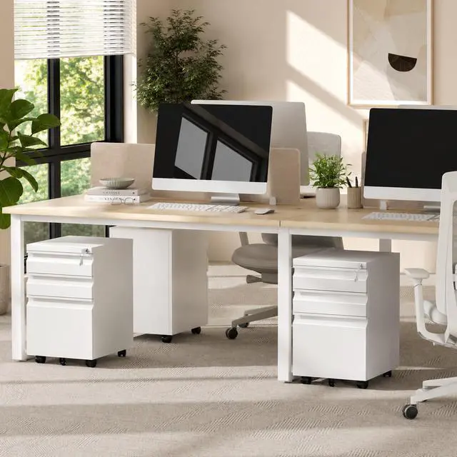 Alt view image 7 of 7 - Fully Assembled 3 Drawer Mobile File Cabinet with Lock | Under Desk Metal Filing Cabinet for Home Office, Rolling Storage for Letter/Legal/A4 Size