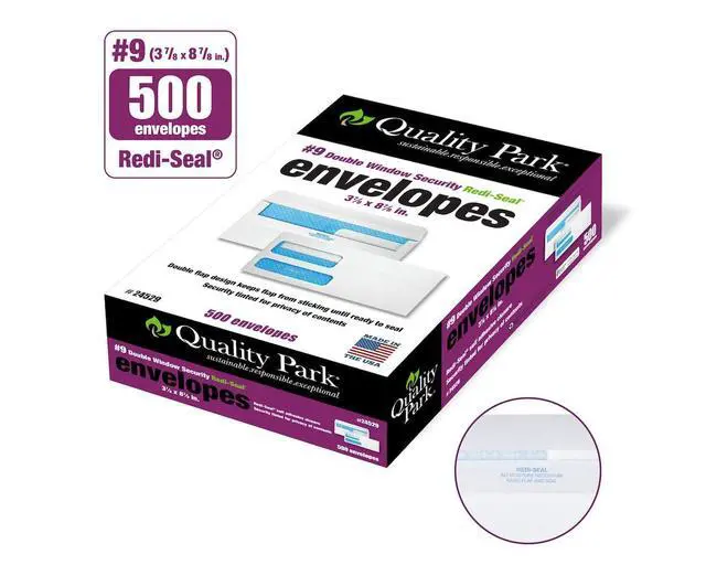 Alt view image 2 of 7 - #9 Security Envelopes, Double Window, Self Seal, Invoices/QuickBooks Statements, 3-7/8 x 8-7/8 Inches, 24 lb White, 500/Box (QUA24529)