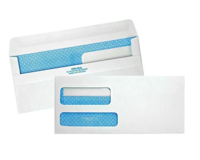 Alt view image 6 of 7 - #9 Security Envelopes, Double Window, Self Seal, Invoices/QuickBooks Statements, 3-7/8 x 8-7/8 Inches, 24 lb White, 500/Box (QUA24529)