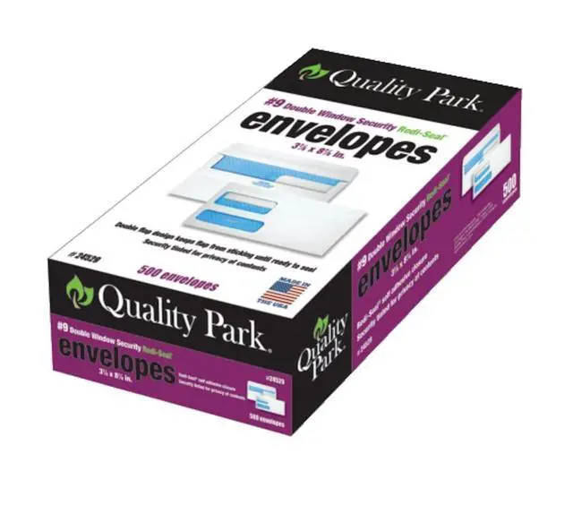 Alt view image 7 of 7 - #9 Security Envelopes, Double Window, Self Seal, Invoices/QuickBooks Statements, 3-7/8 x 8-7/8 Inches, 24 lb White, 500/Box (QUA24529)