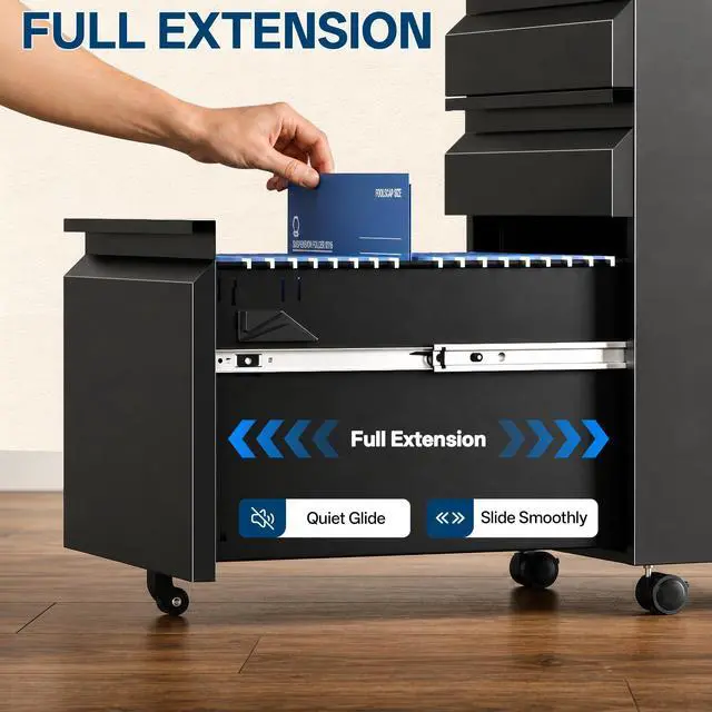 Alt view image 7 of 7 - Fully Assembled 3 Drawer Mobile File Cabinet with Lock | Under Desk Metal Filing Cabinet for Home Office, Rolling Storage for Letter/Legal/A4 Size